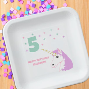 Magical Unicorn Girls Birthday Paper Plate