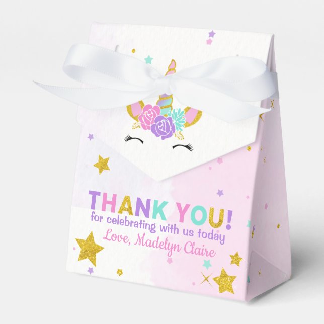 Magical Unicorn Glitter Stars Birthday Favour Box (Front Side)