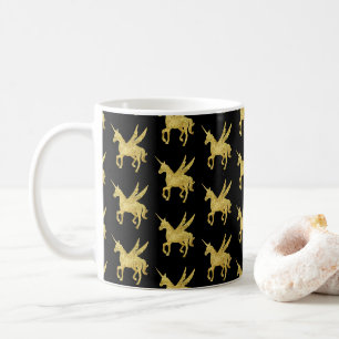 magical unicorn, gold unicorn, trendy coffee mug