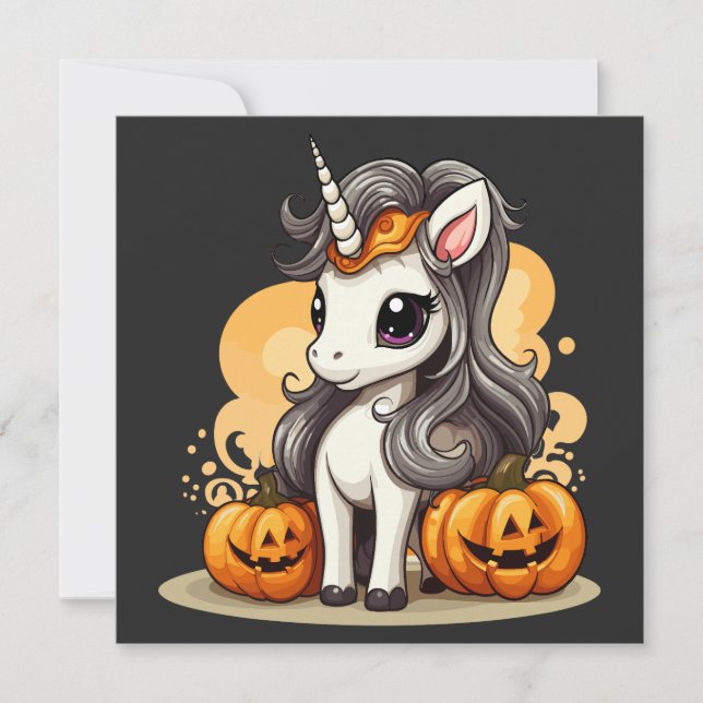 Magical Unicorn: Halloween Pumpkin Adventure Invitation (Front)