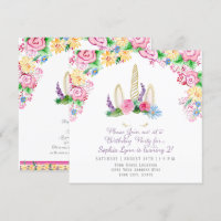 Magical Unicorn Horn Baby Girl Shower Watercolor