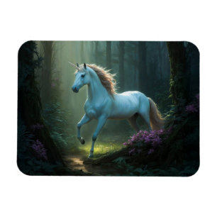 Magical Unicorn in Enchanted Forest Magnet