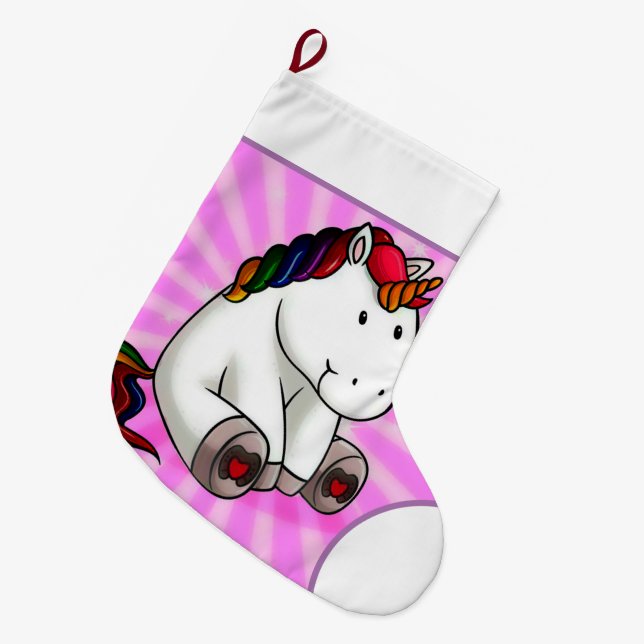 Magical Unicorn Large Christmas Stocking (Front (Hanging))