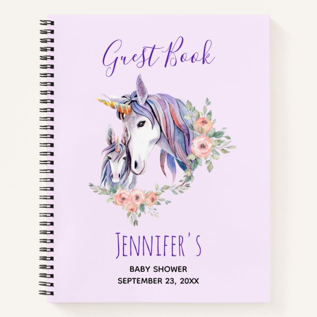 Magical Unicorn Mum & Baby Shower Guest Book (Front)