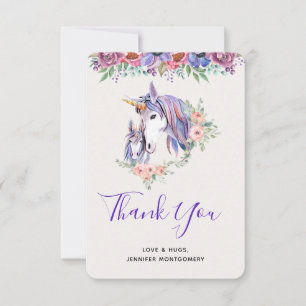 Magical Unicorn Mum & Baby Watercolor Thank You