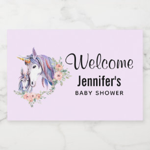 Magical Unicorn Mum & Baby Watercolor Welcome Food Label