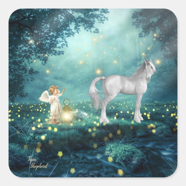 Magical Unicorn Mystical Fantasy  Square Sticker (Front)