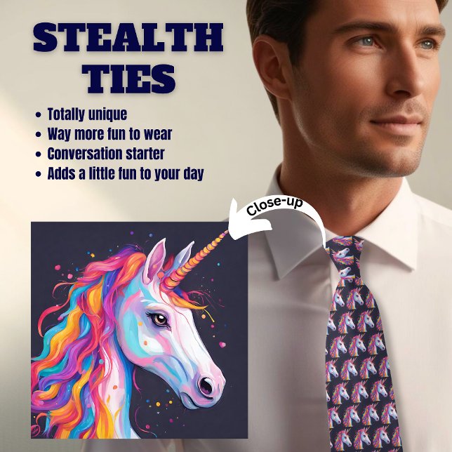 Magical Unicorn Navy Blue and Pink Neck Tie (Creator Uploaded)