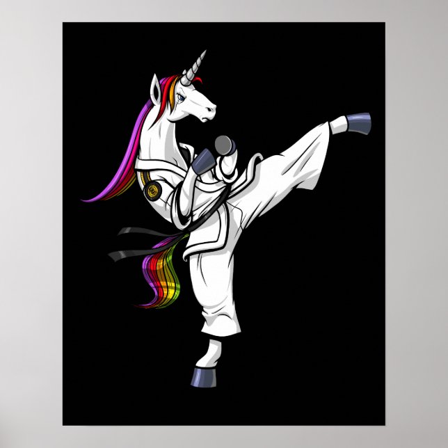 Magical Unicorn Ninja Karate Funny Martial Arts Poster (Front)