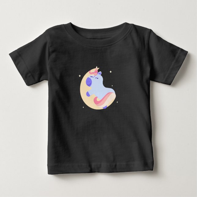 Magical Unicorn on the Moon – Custom Baby Girl T-Shirt (Front)