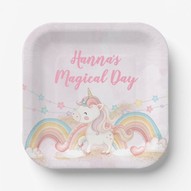 Magical Unicorn Paper Plate (Front)