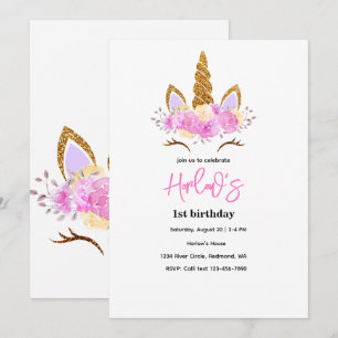 Magical Unicorn Party Birthday Invitation