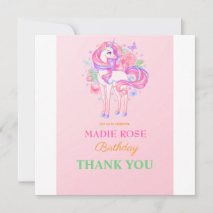 Magical Unicorn Party Birthday Thank You Card