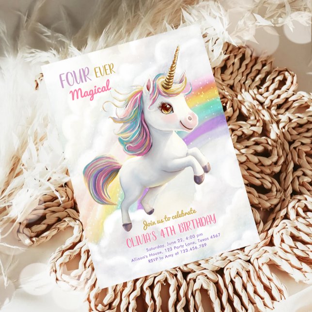 Magical Unicorn Party Rainbow Girl Pastel Birthday Invitation (Creator Uploaded)