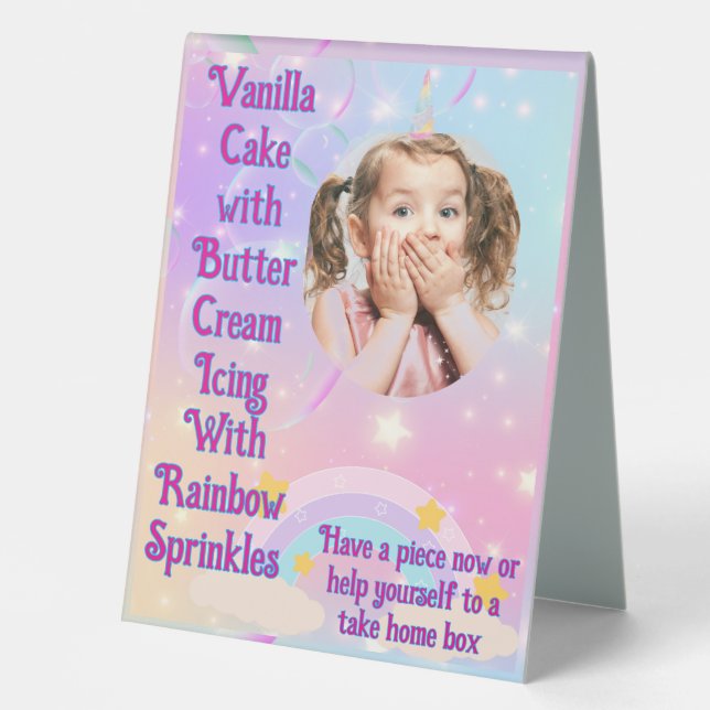 Magical Unicorn Party Table Tent (Front)