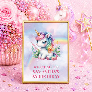 Magical Unicorn Pastel Colours Girl Welcome Sign