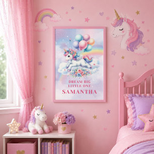 Magical Unicorn Pastel Framed Wall Art Decor