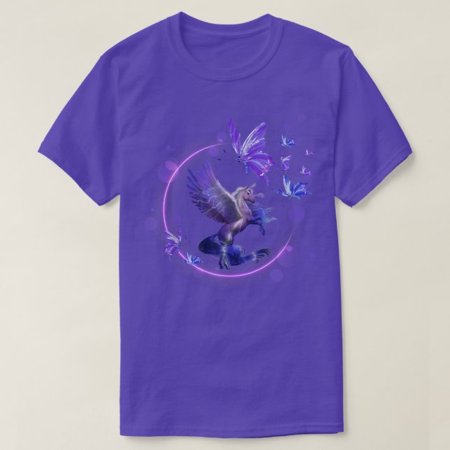 Magical Unicorn Pegasus Purple  T-Shirt (Design Front)