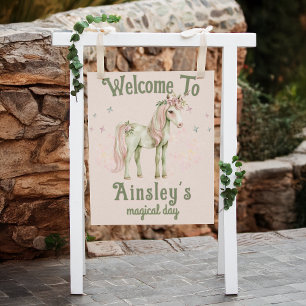 Magical Unicorn Personalised Birthday Pink Welcome Poster