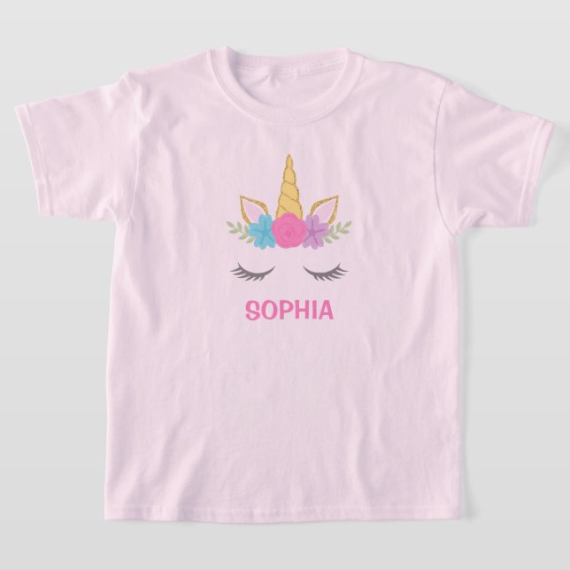 Magical Unicorn Personalised Girl T-Shirt (Laydown)