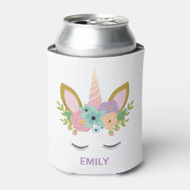 Magical Unicorn Personalised  name glitter girly   Can Cooler (Can Front)