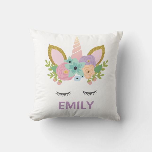 Magical Unicorn Personalised  name glitter girly   Cushion (Front)