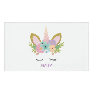 Magical Unicorn Personalised name glitter girly Name Tag