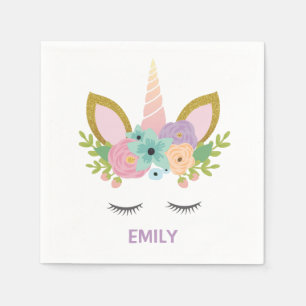 Magical Unicorn Personalised name glitter girly  Napkin