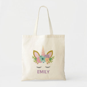Magical Unicorn Personalised name glitter girly Tote Bag