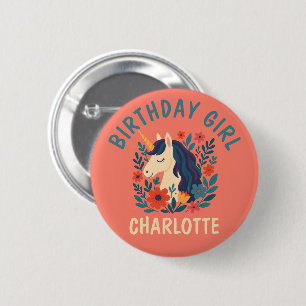 Magical Unicorn Personalised Whimsical Birthday  6 Cm Round Badge