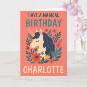 Magical Unicorn Personalised Whimsical Birthday Card