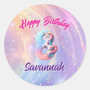 Magical Unicorn Personalized 8th Birthday Stickers