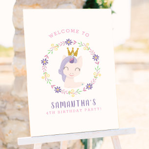 Magical Unicorn Princess   Birthday Party Welcome Poster