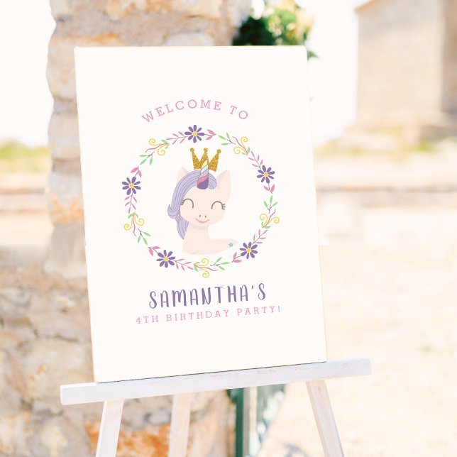 Magical Unicorn Princess | Birthday Party Welcome Poster (Welcome Sign Mock-up)