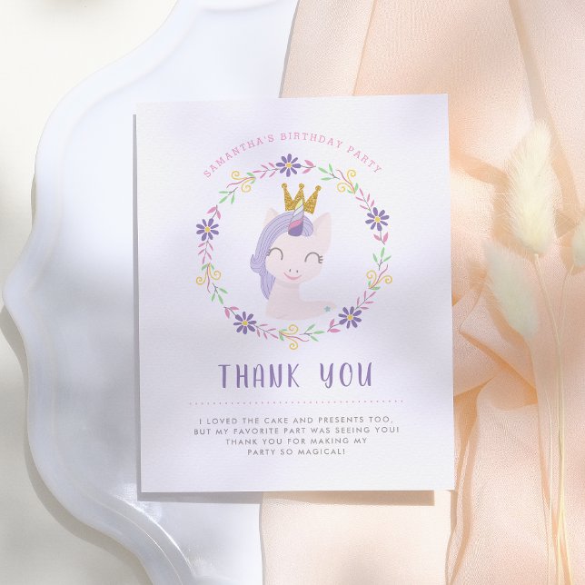 Magical Unicorn Princess | Birthday Thank You Postcard (Creator Uploaded)