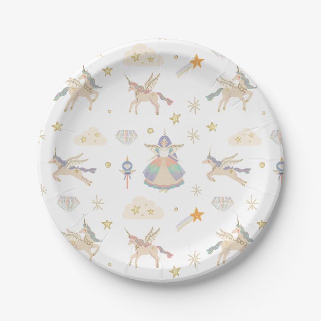Magical Unicorn Princess Paper Plate (Front)