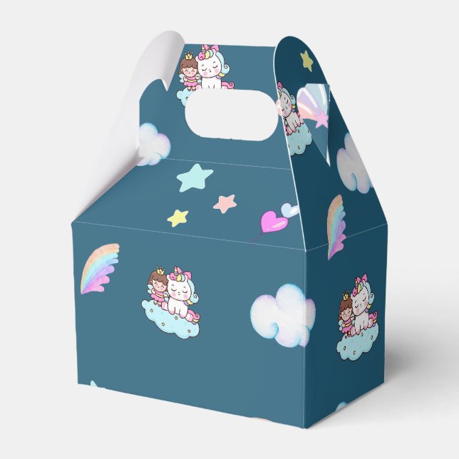 Magical Unicorn Princess rainbow pattern gradient  Favour Box (Front Side)