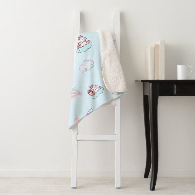 Magical Unicorn Princess rainbow pattern gradient  Sherpa Blanket (In Situ)
