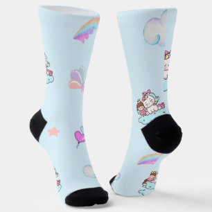 Magical Unicorn Princess rainbow pattern gradient  Socks