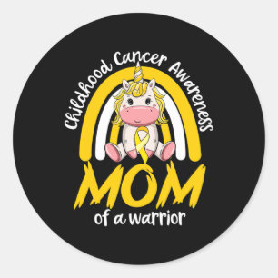 Magical Unicorn Proud Mum Of Childhood Cancer Ribb Classic Round Sticker