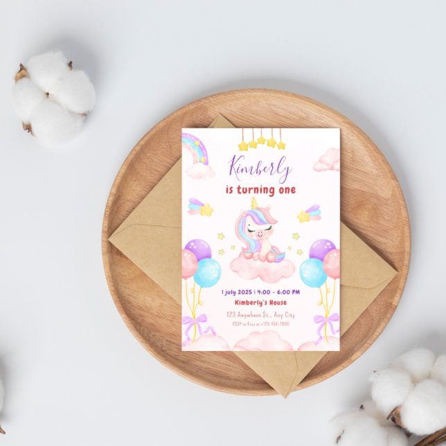 Magical Unicorn Purple and Pink Birthday Party  Invitation (Creator Uploaded)