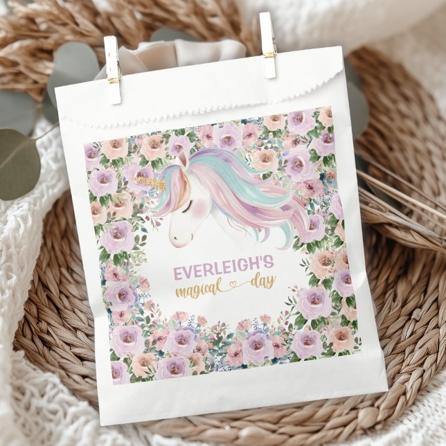 Magical Unicorn Purple Flower birthday Favour Bag (Creator Uploaded)