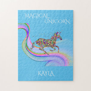 Magical unicorn puzzle with personalized name.