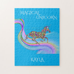 Magical unicorn puzzle with personalized name.