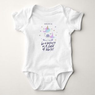 Magical Unicorn Quote   Add Name Baby Bodysuit