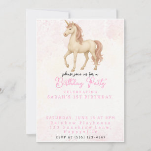 Magical Unicorn Rainbow 1st Birthday  Invitation