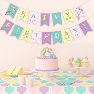 Magical Unicorn Rainbow Birthday bunting banner