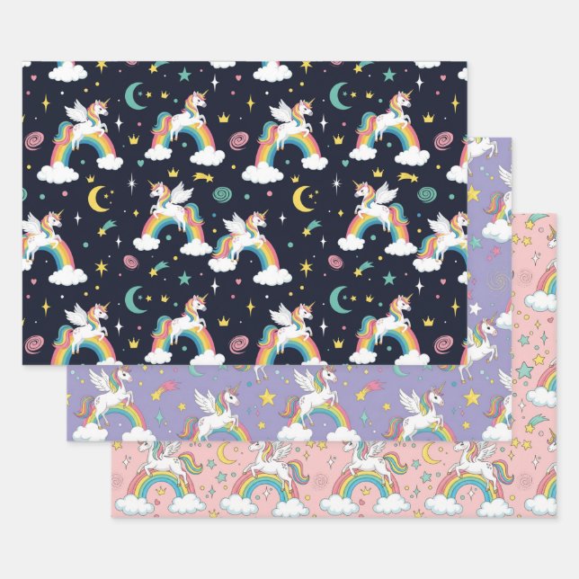 Magical Unicorn Rainbow Birthday Gift Wrap Set (Set)