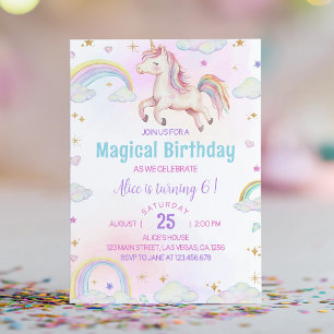 Magical Unicorn Rainbow Birthday Invitation