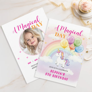 Magical Unicorn & Rainbow Birthday Invitation